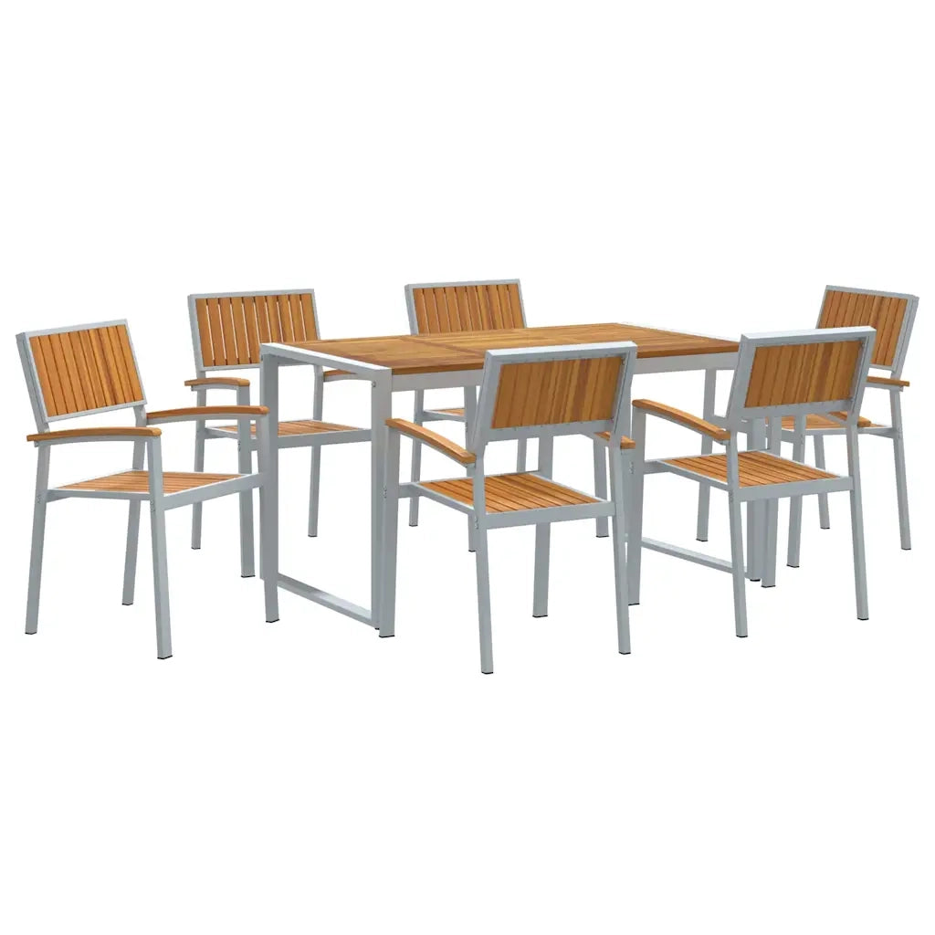 Set da Pranzo per Giardino 7 pcs Grigio