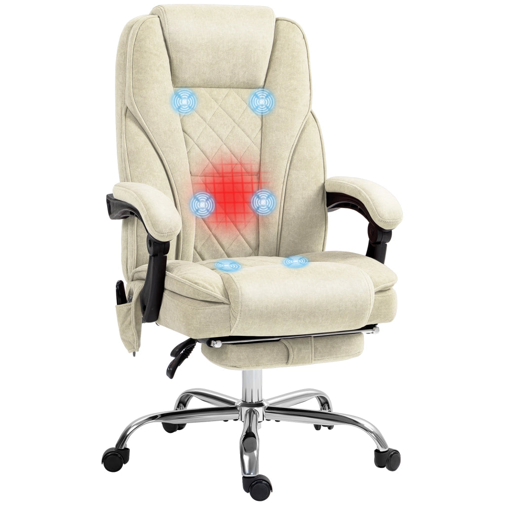 Poltrona massaggiante elettrica per ufficio con schienale reclinabile e poggiapiedi ¨C zephmum ¨C Beige