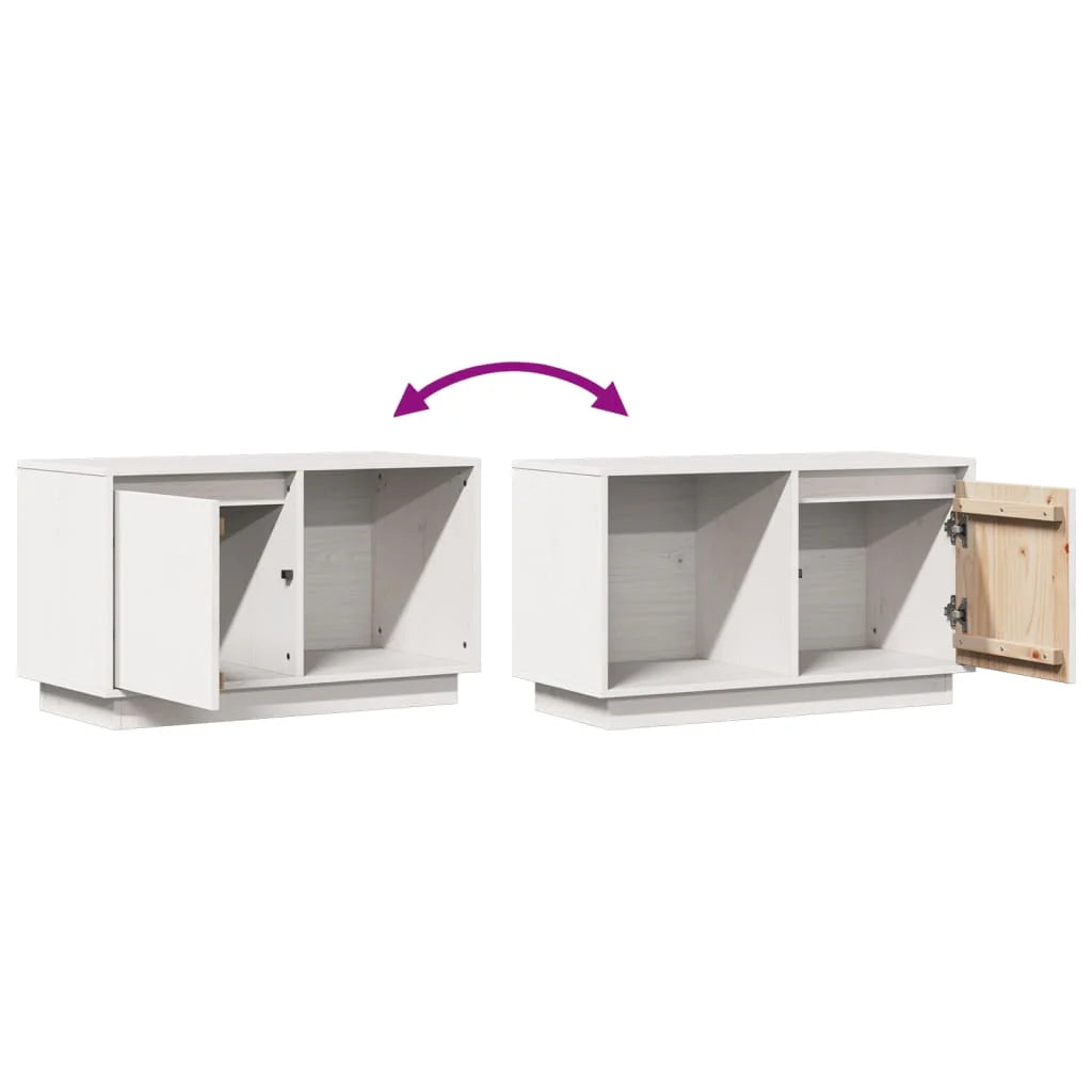 Mobile TV multimediale scaffale TV credenza mobile TV sala da pranzo soggiorno camera da letto 74 x 35 x 44 cm legno di pino massiccio bianco 02_0026207