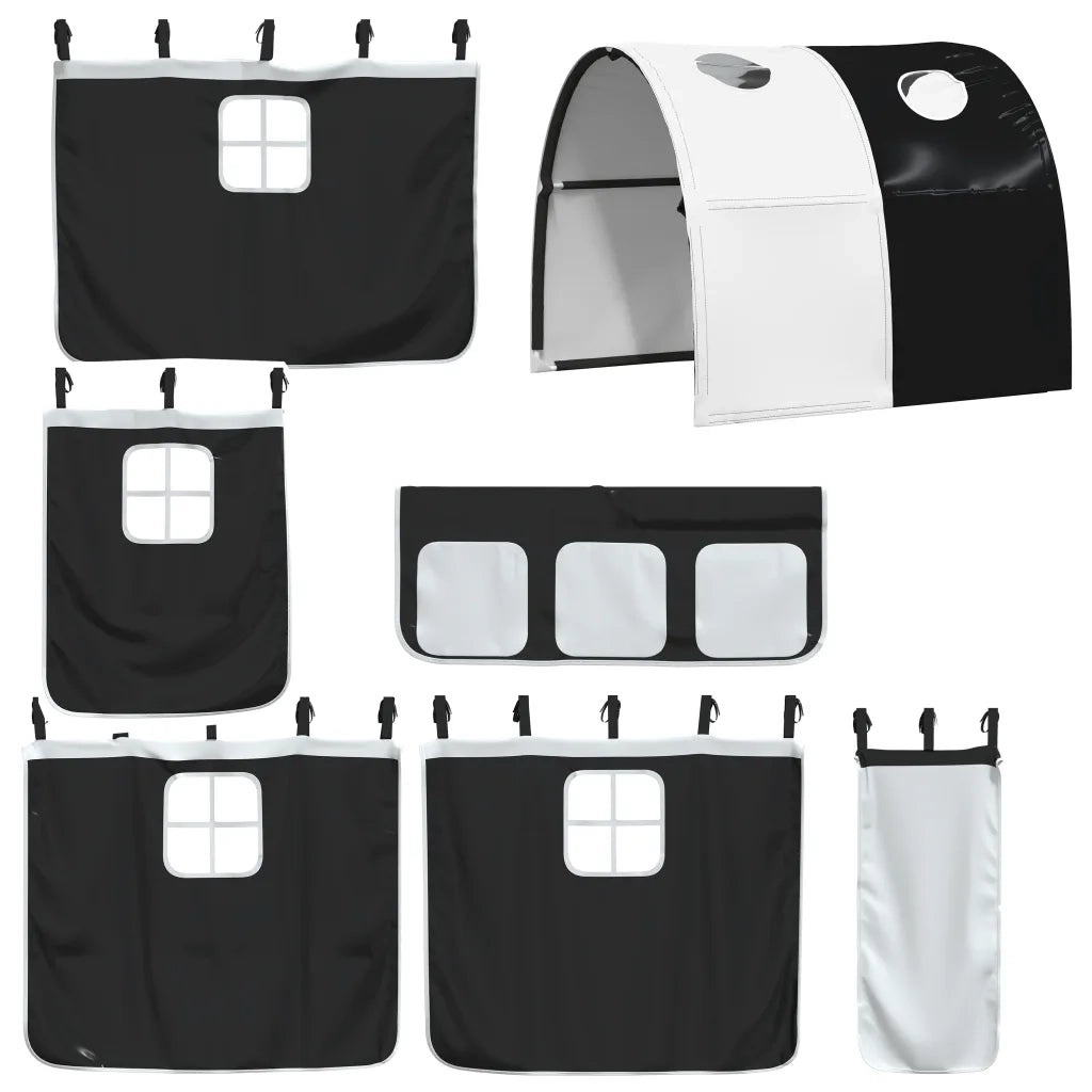 Tende per Letto a Soppalco con Tunnel Bianco e Nero Poliestere CFW5347492