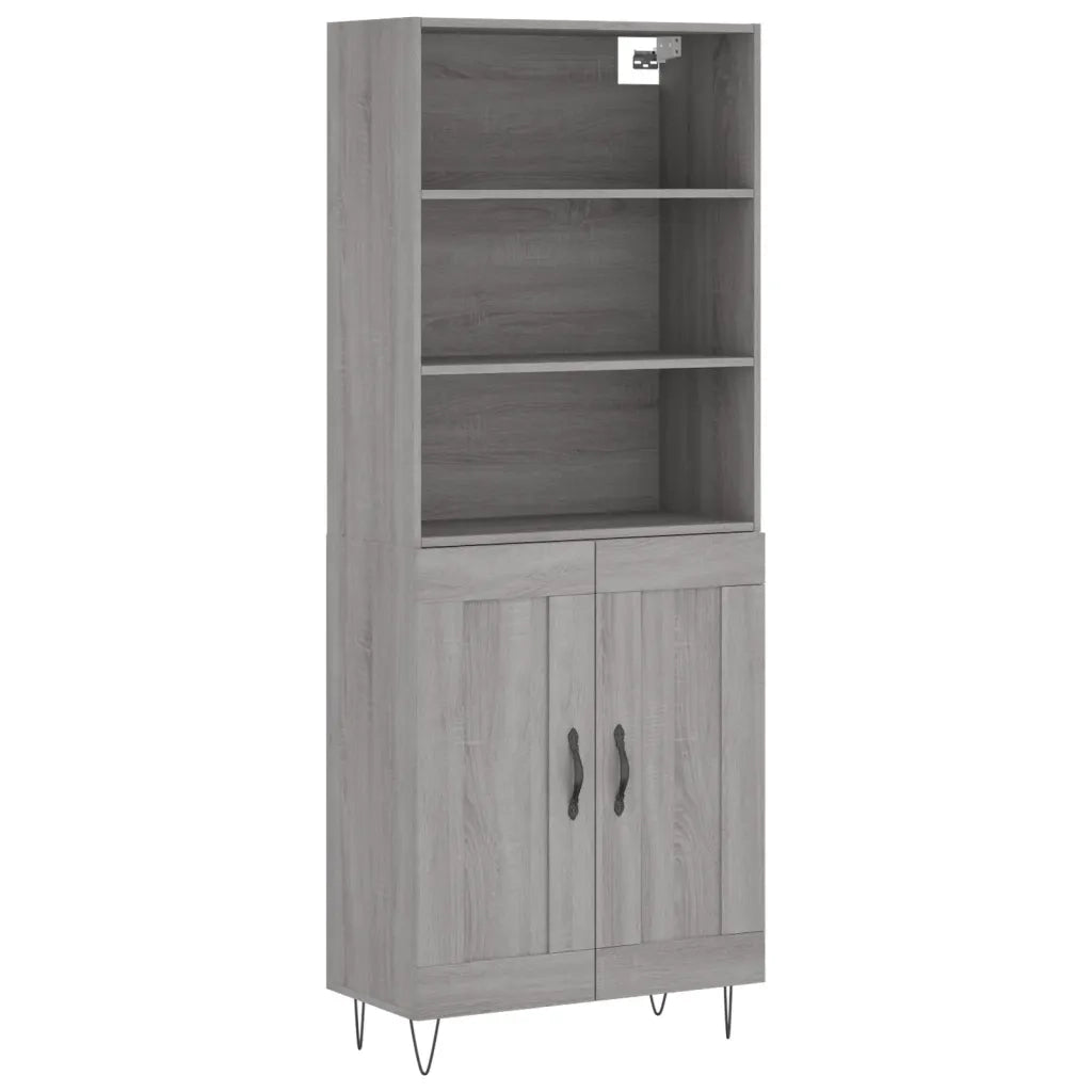Credenza Grigio Sonoma 69,5x34x180 cm in Legno Multistrato 3189955
