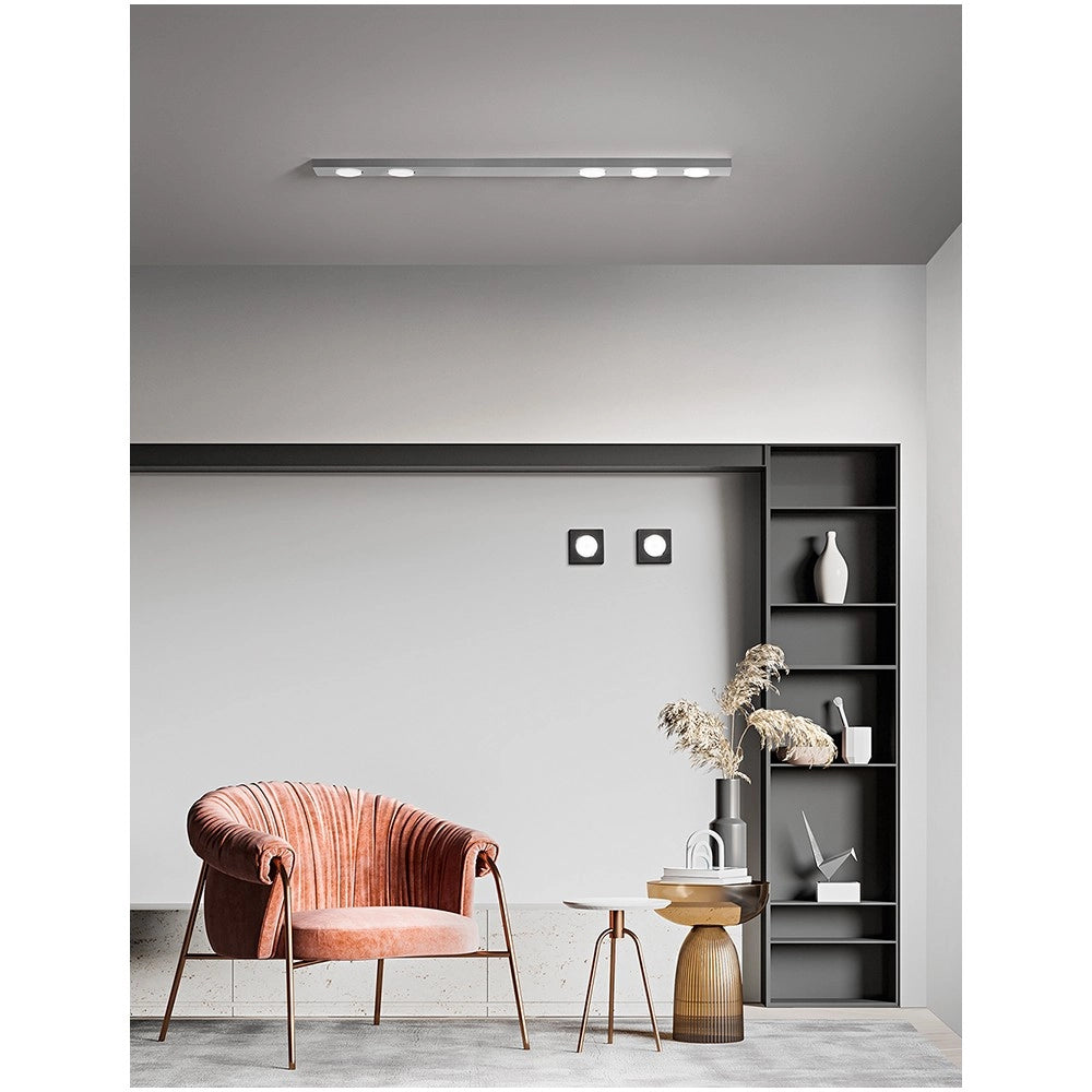 Bottone - Plafoniera Led da soffitto 5xGX53 max 15W, Rettangolare 120x10 cm, Metallo Verniciato, IP20 - Perenz - Bianca
