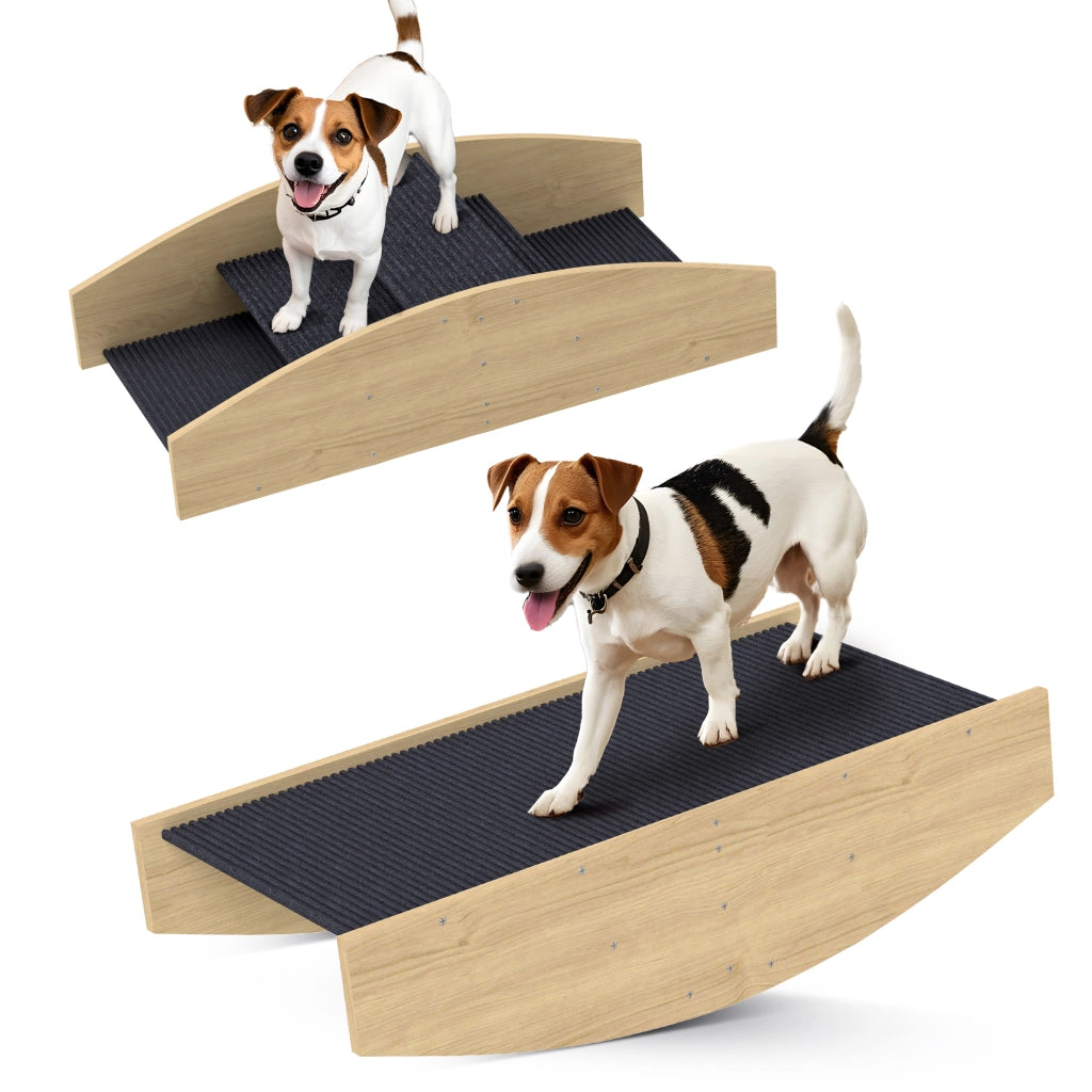 Scala per Cani Agility 3 Marche Legno Naturale ¨C zephmum ¨C 80x39.5x20cm