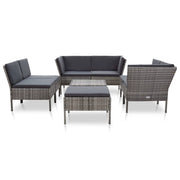 Set Divani da Giardino 8 pz con Cuscini in Polyrattan Grigio 48954