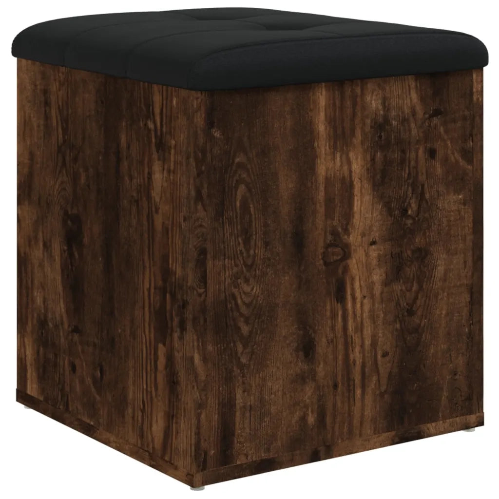 Panca Portaoggetti-Sgabello-Panca con Contenitore Rovere Fumo 42x42x45 cm Legno Multistrato