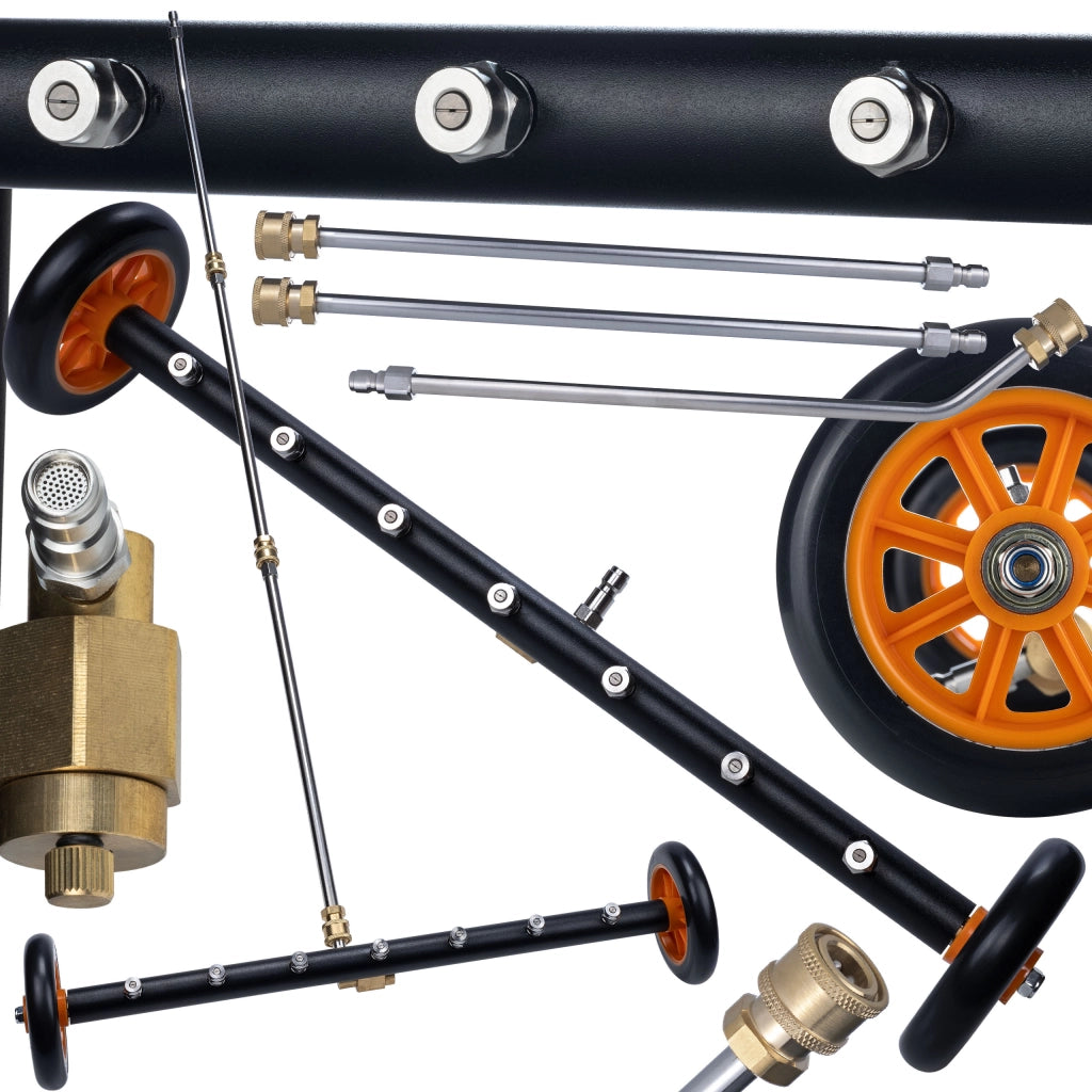 Lancia per Lavaggio Sottoscocca JetRoller Pro 7X – 7 Ugelli, 3 Lance 40 cm, Attacco Rapido 1/4", Larghezza 57 cm