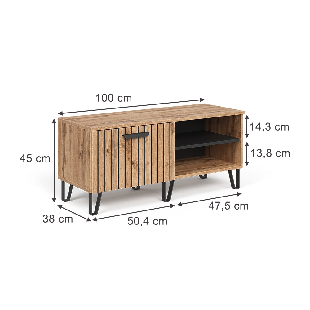 Vicco Panca scarpiera da ingresso Quercia Wotan 100 x 45 cm