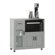 Credenza con ruote Mobile per Microonde da Cucina con 1 Cassetto, 3 Ante Armadio cucina 89x40x89cm colore grigio FSB78-HG SoBuy