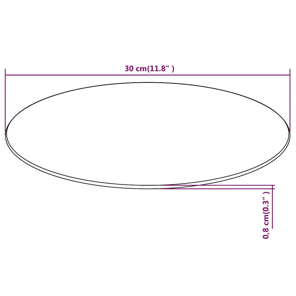 Dessus de table ronde en verre trempé 300 mm