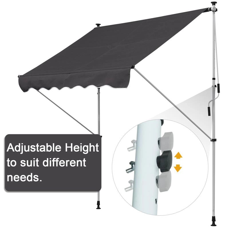 TENDA DA SOLE CON MANOVELLA E ANGOLO REGOLABILE 200 X 150 CM GRIGIA