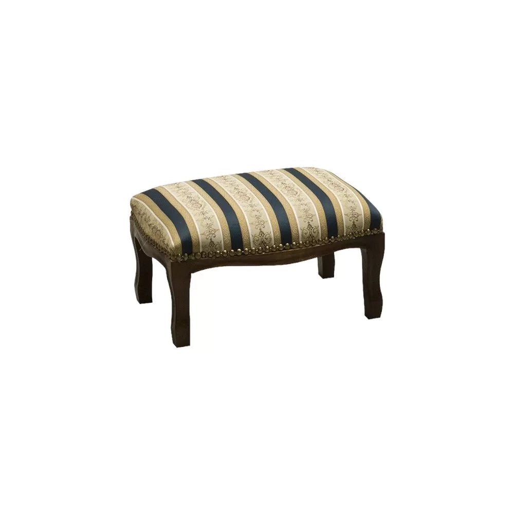 Poggiapiedi imbottito tessuto blu legno noce scuro 30x20x10 - Mobili 2G