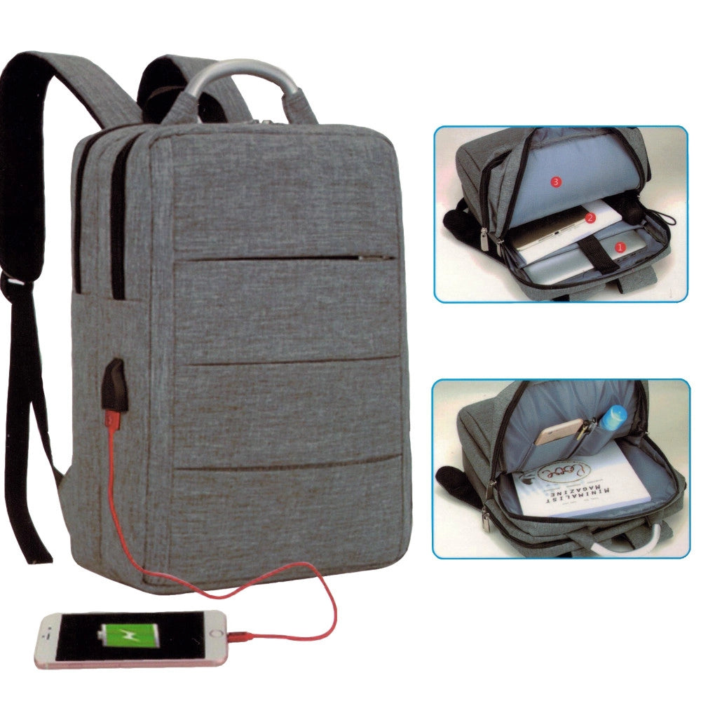 Trade Shop - Zaino Zainetto Cartella Per Notebook Pc Portatile 15,6" Con Presa Usb Da Viaggio -
