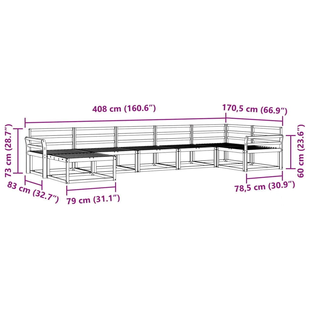 Set di divani da esterno 7 pcs Bianco Legno di Acacia Massello 3386758