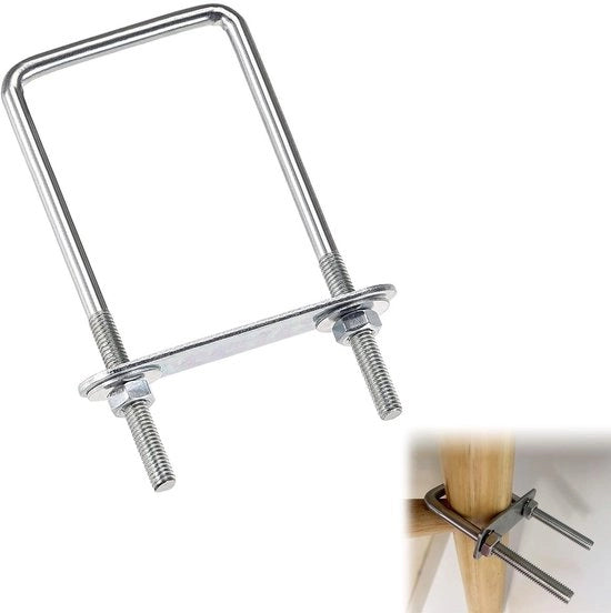 Beugel a U per fissaggio in acciaio inossidabile 304 - Bucature M6 - Beugel quadrato - Duraturo - Anticorrosione - Alta resistenza al carico - Beugel di fissaggio