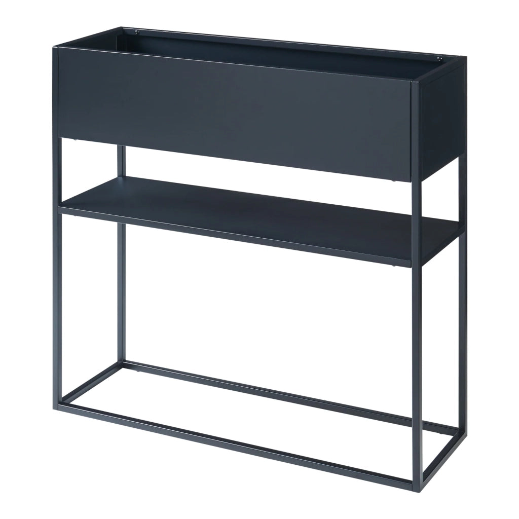 Supporto per piante da esterno supporto rialzato con ripiano 80 x 80 x 25 cm nero 03_0010364