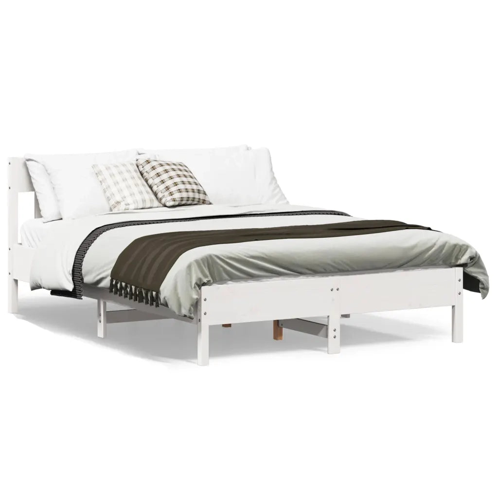 Letto senza Materasso Bianco 140x200 cm Legno Massello di Pino 842647