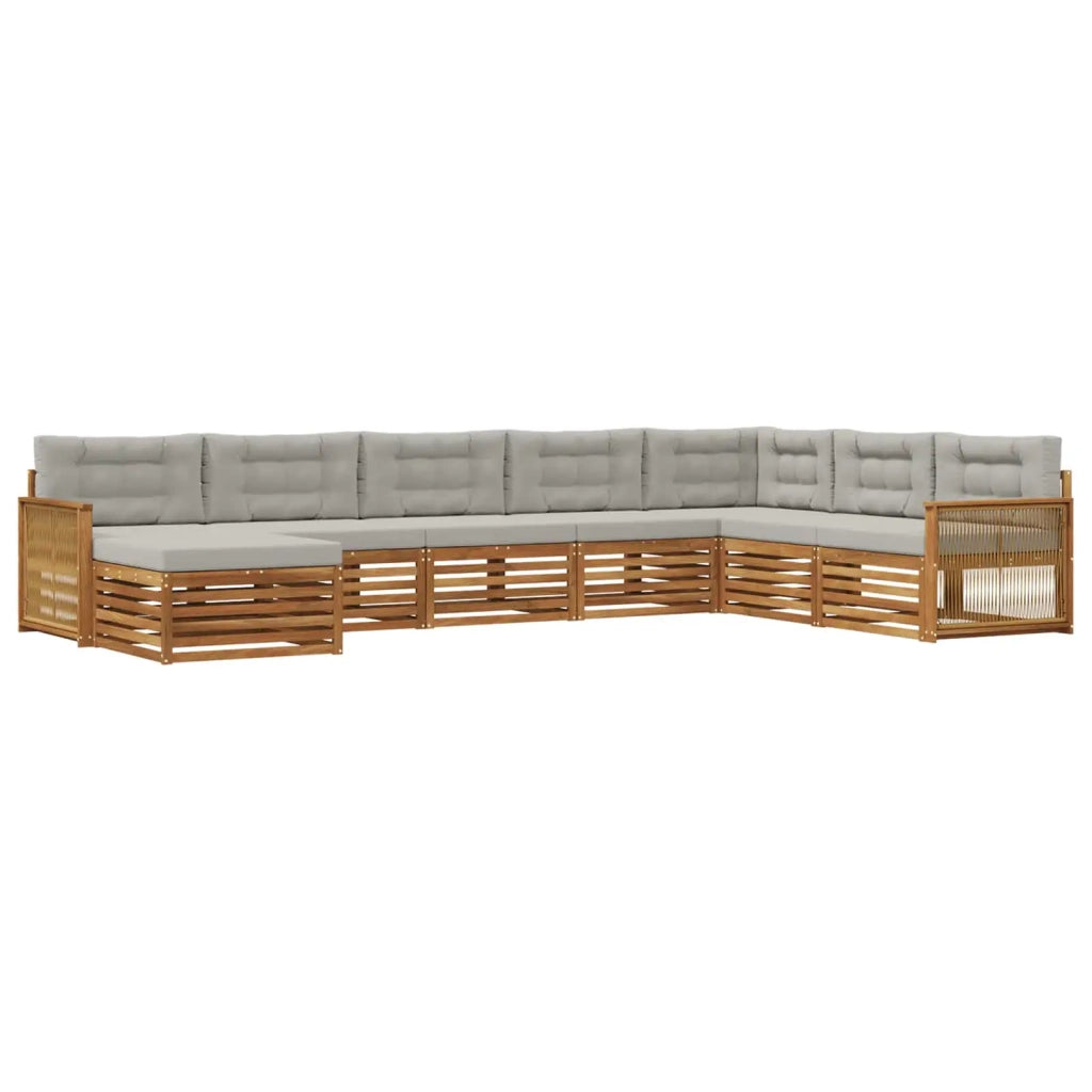 Set di divani da esterno 8 pz Naturale e Grigio Chiaro 3383719