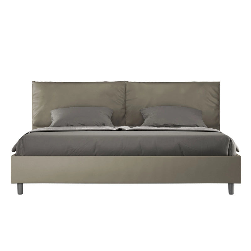 Letto imbottito Matrimoniale 200x200 cm Large - Similpelle,Senza rete,Cappuccino