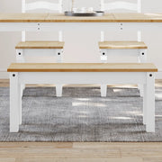 Panca da Pranzo PANAMA Bianca 105x30x45 cm Legno Massello Pino 4005713