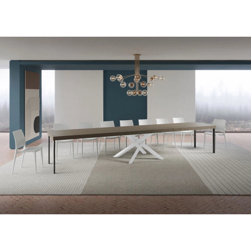 Tavolo allungabile 200/460x90 cm Volantis Premium telaio Bianche - Tortora