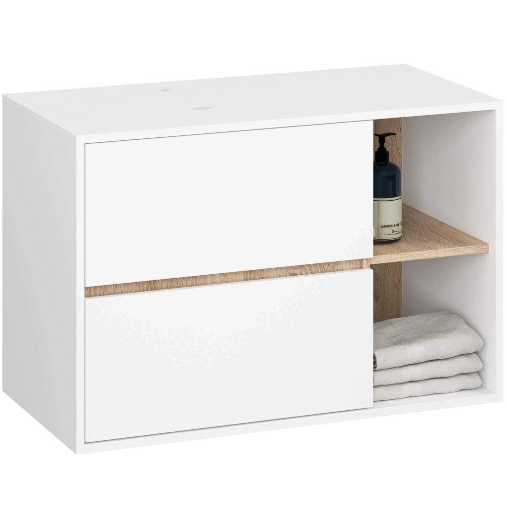 Mobile bagno senza lavabo VAMI sospeso Bianco, Sonoma Quercia 90 cm 2 cassetti 90x45,5x60 cm