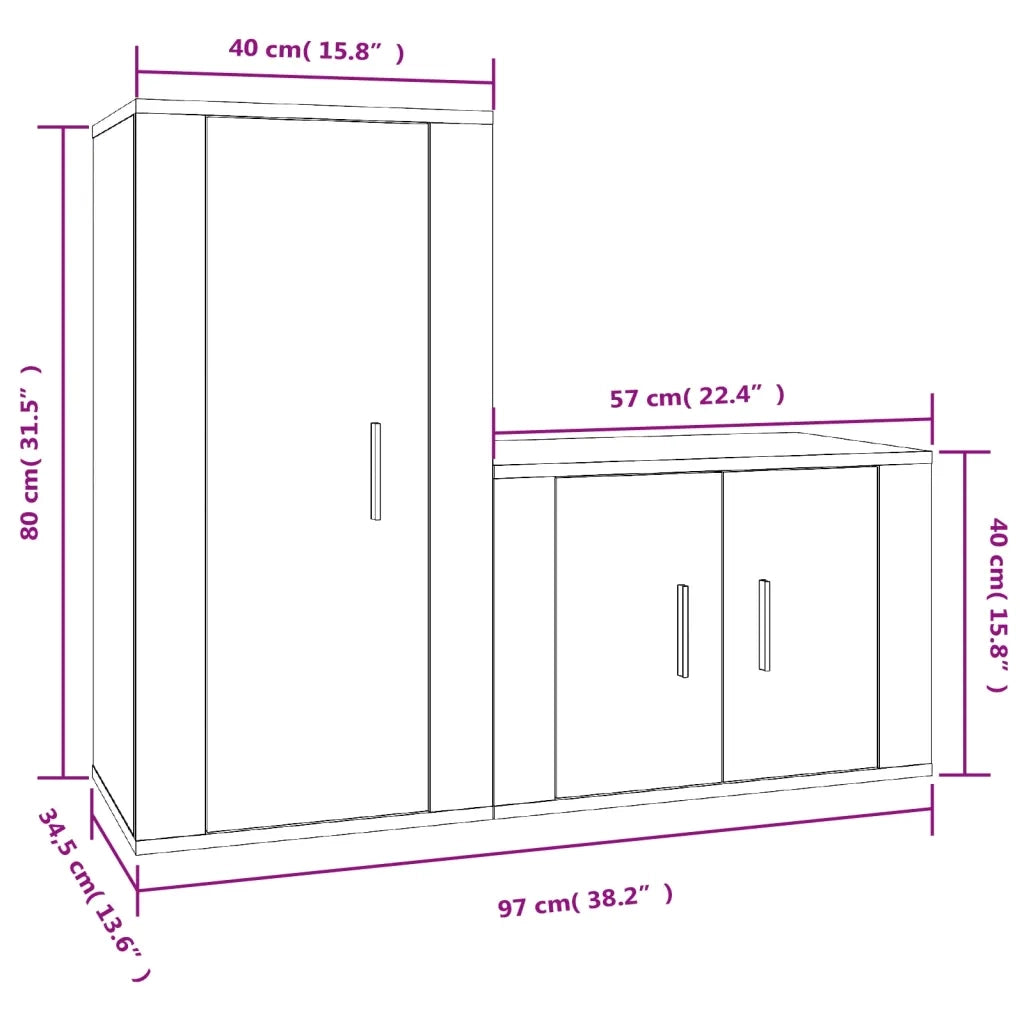 Set Mobili Porta TV 2 pz Rovere Marrone in Legno Multistrato 3188461