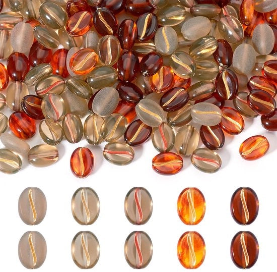 Koffieboon in Transparenza Acrilica - 180 Pezzi - 5 Colori - Dimensioni 10,5 x 8 x 5 mm - Apertura 1 mm - Cassetta di Ricarica in Plastica