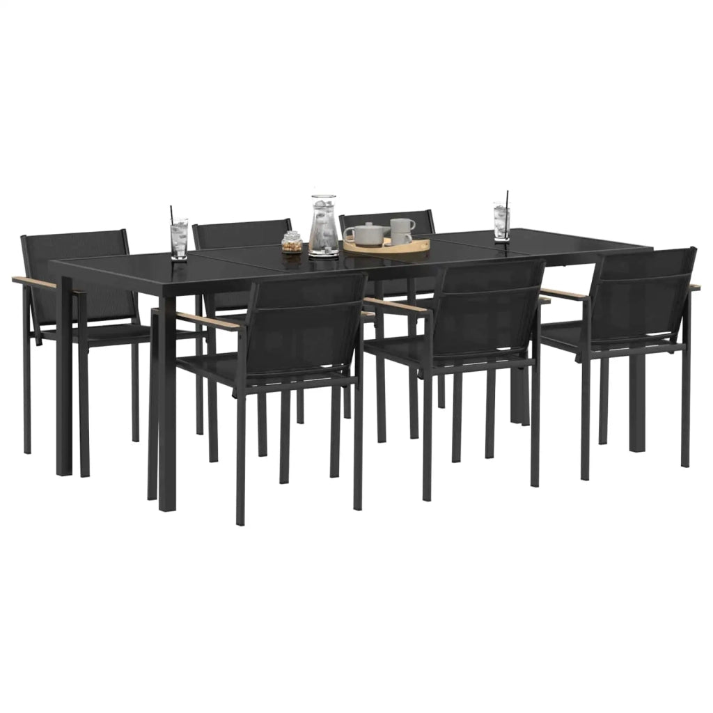 Set di Mobili da Esterno 7 pcs Nero e antracite Textilene
