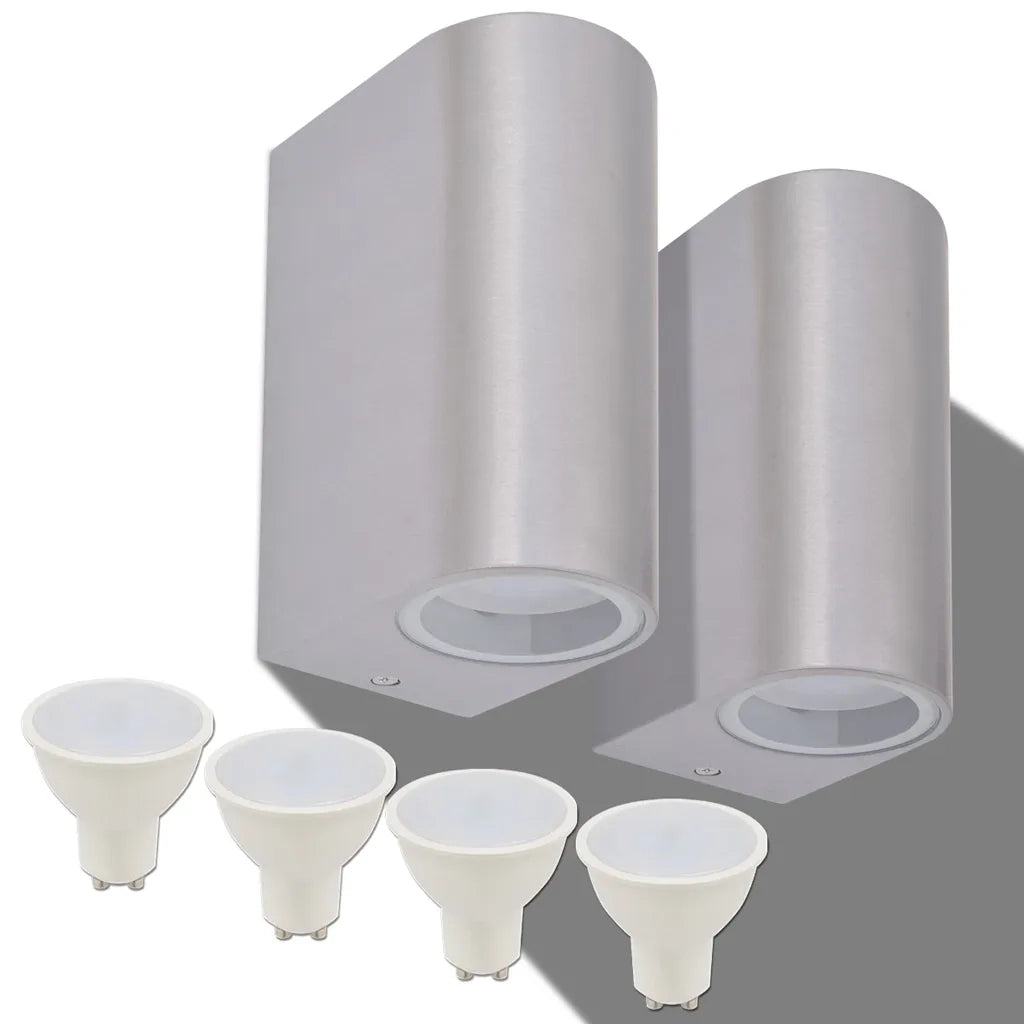 vidaXL Applique LED Rotonda da Parete 2 pz Proiezione Alto/in Basso