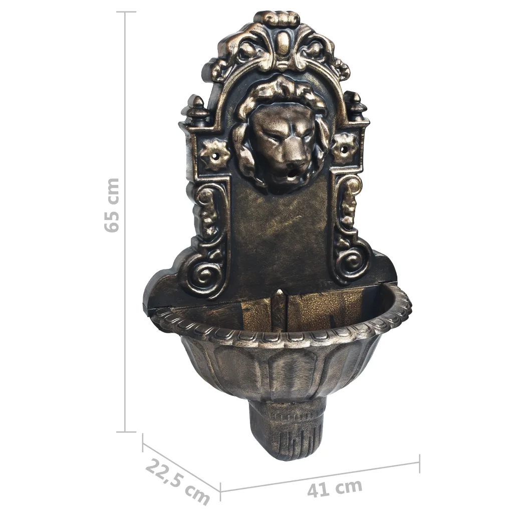 Fontana a Muro Design a Testa di Leone Bronzo 48222