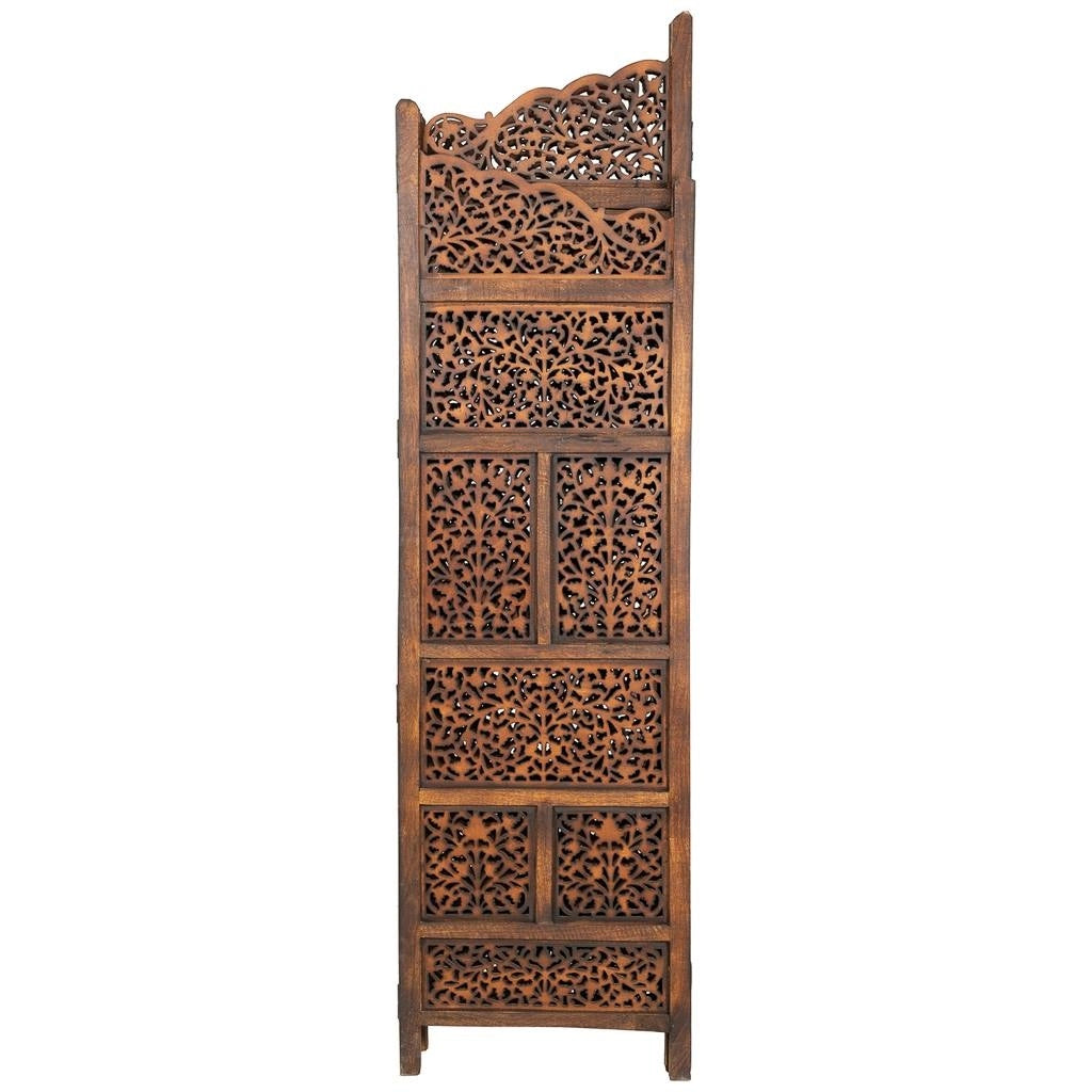 Separè in legno marrone artigianale 50(x4) x 2x180h cm