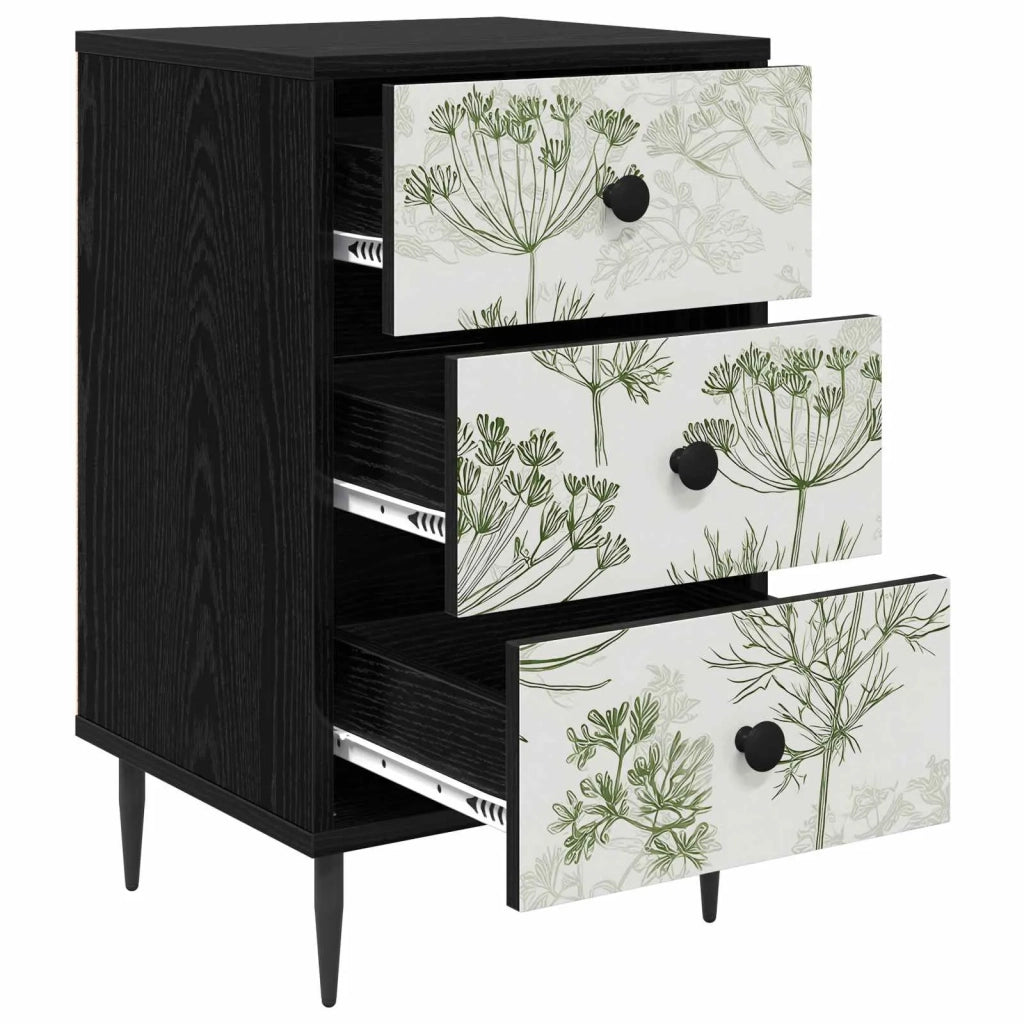 Armadio da Notte GOTHA 2 pz Rovere Nero 36 x 33 x 61 cm 8007348