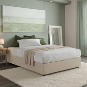 Letto Matrimoniale Alaska, Letto Matrimoniale Sfoderabile Made in Italy, Beige
