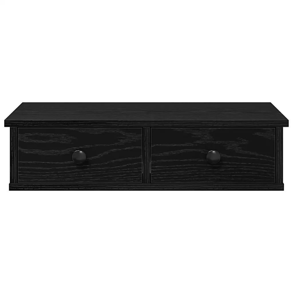 Scaffale a Parete con Cassetti Nero 60x28x15 cm in Truciolato 859942