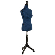 Manichino in legno e schiuma rivestito in tessuto blu 24x37,5x168h