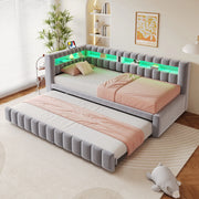 Divano letto estraibile 90x200 cm con LED e prese USB-C