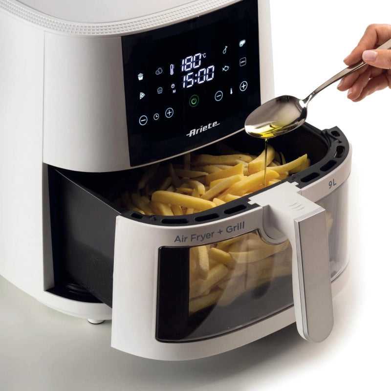 Friggitrice ad aria 9L 1500W - 8 programmi - Cestello trasparente - Bianco