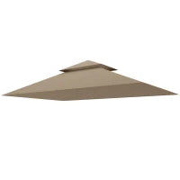 Copertura per Gazebo da Giardino per Barbecue 1.52x2.44 m a 2 Livelli in Poliestere 160gsm Cachi