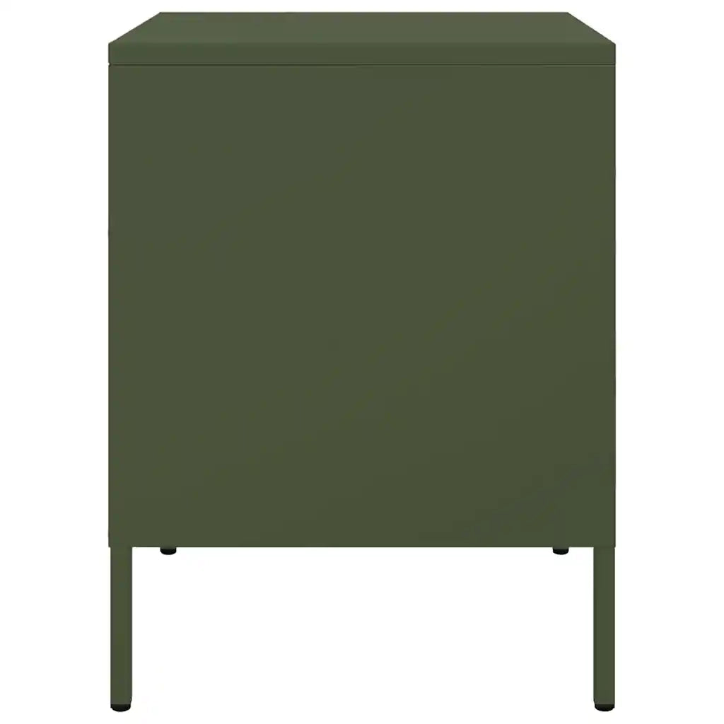 Comodini 2 pz-Set di 2 Tavolino da notte Verde Oliva 36x39x50,5 cm in Acciaio 321476