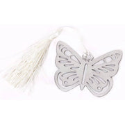 Trade Shop - Segnalibro Farfalla Con Nappa Bianca Scatola Segnaposto Metallo Bomboniera Wedding -