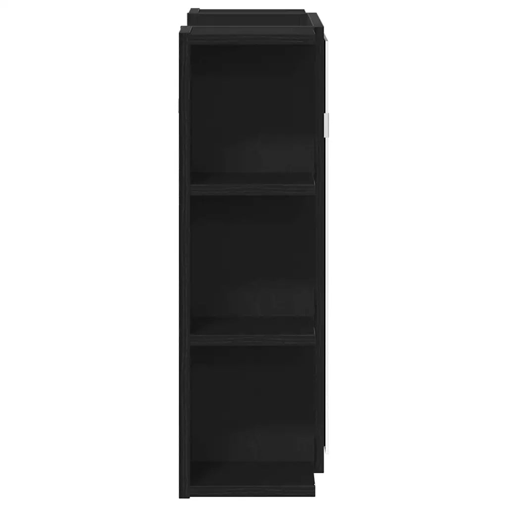 Mobiletto per specchio-Mensola con Specchio Rovere Nero 80 x 20,5 x 64 cm