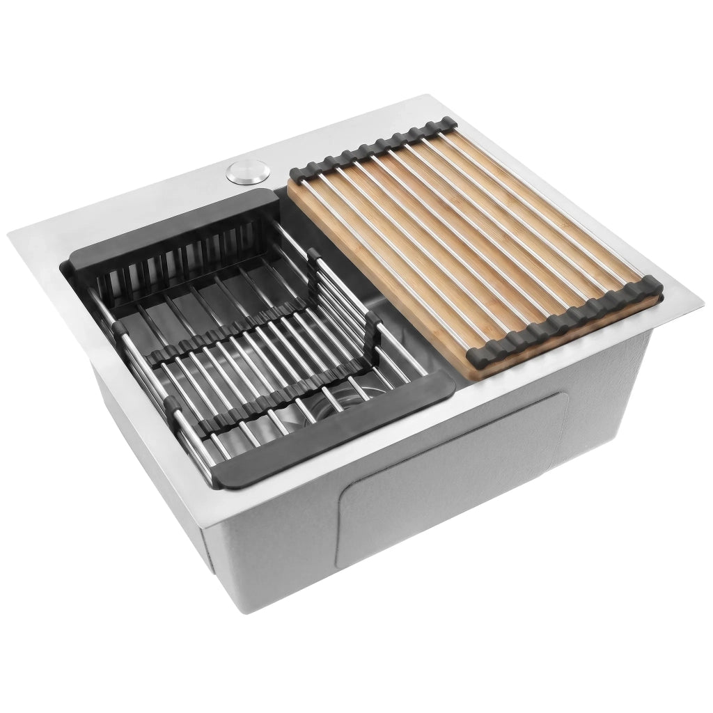 Lavello In Acciaio Con Set Di Accessori 3 Pz. Rea Leo 50 Brush Nickel