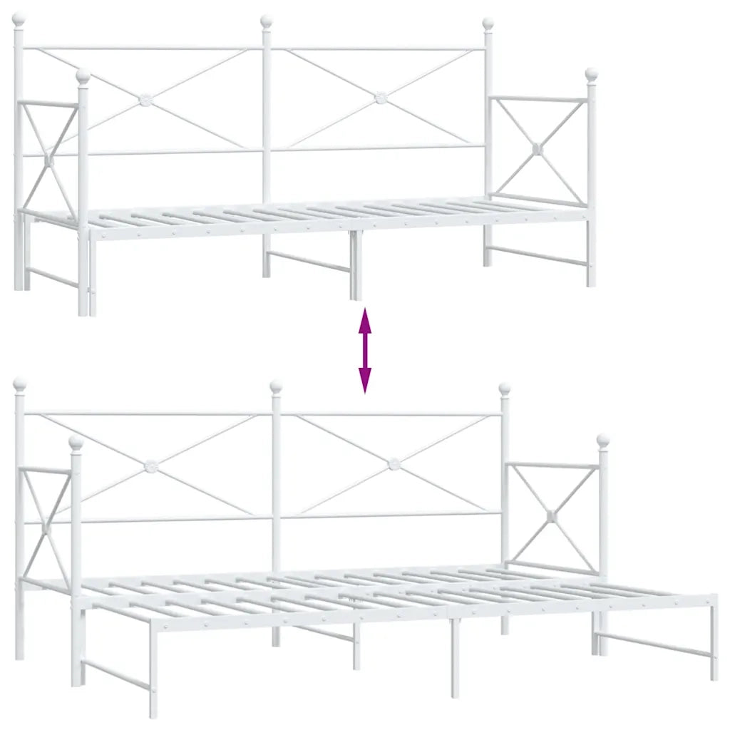 Divano Letto Estraibile senza Materasso Bianco 80x200cm Acciaio 4104687