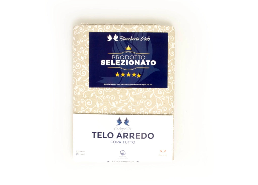 Telo Arredo Granfoulard Copritutto Cotone Made Italy Vari Disegni Arredatutto Copriletto Multiuso - 2 Piazze - Stefy Bianco