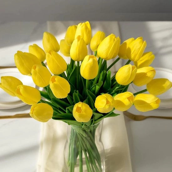Fiori di tulipano in lattice 15 pezzi - fiori di plastica realistici - decorazione di abitazione - bouquet di nozze - fiori finti - facile da pulire