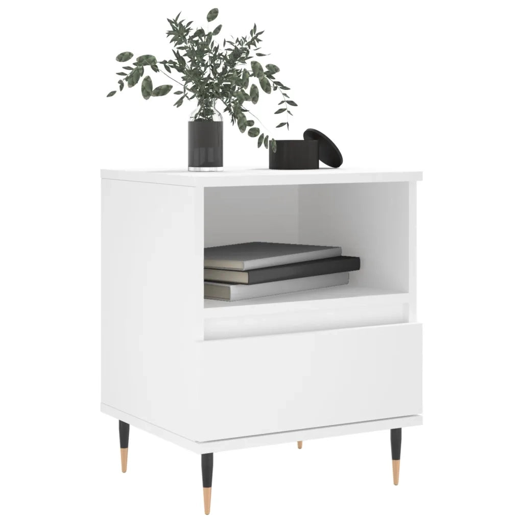 Comodino | Armadio da Notte | Mobiletto da notte Bianco 40x35x50 cm in Legno Multistrato