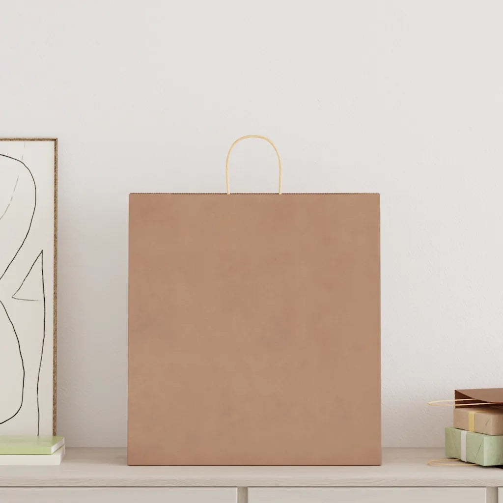 vidaXL Sacchetti di Carta 250 pz con Manici Marrone 45x17x48 cm