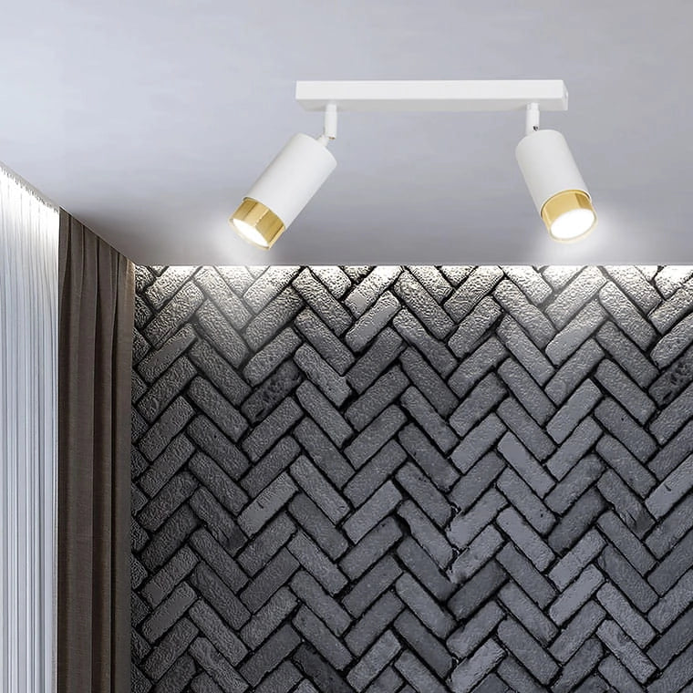 Plafoniera Emibig HIRO 2 luci GU10 bianco oro orientabile