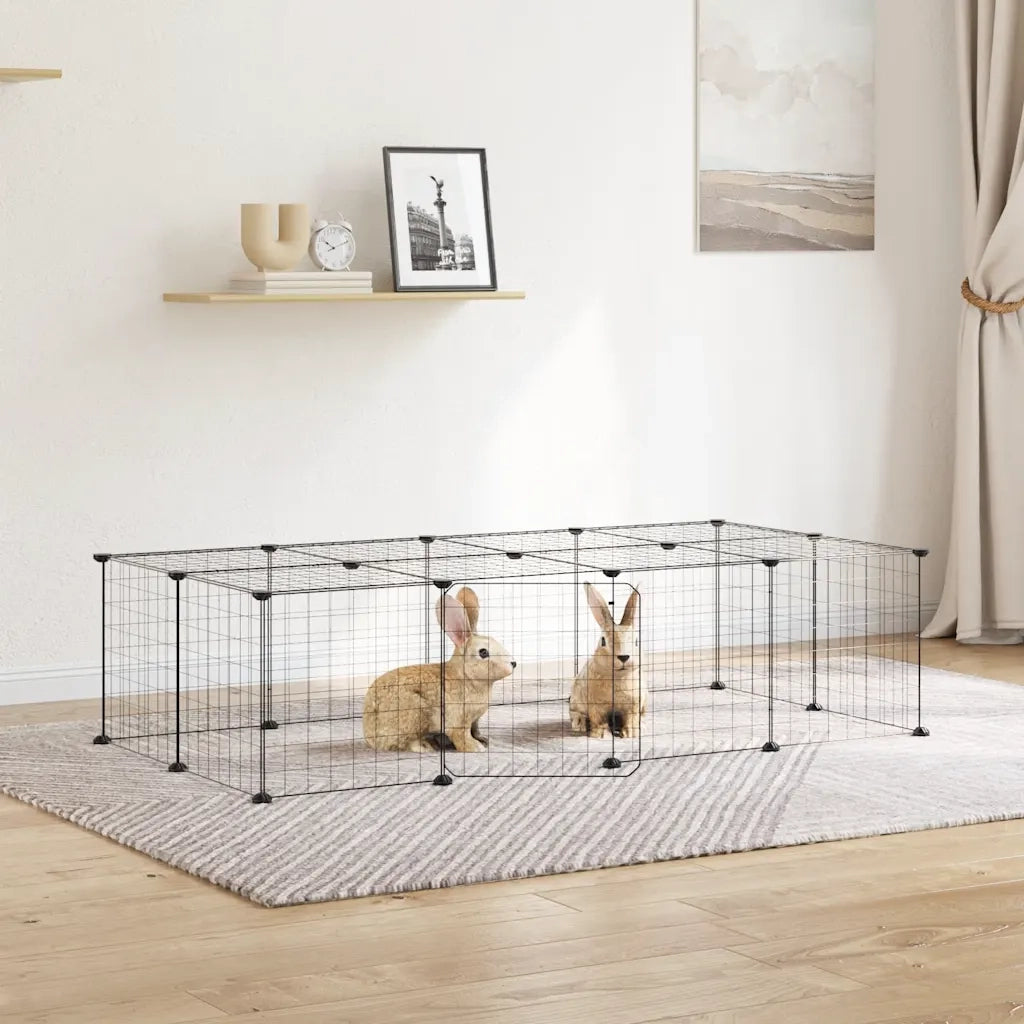 Gabbia per Animali 20 Pannelli con Porta Nera 35x35 cm Acciaio 3114055