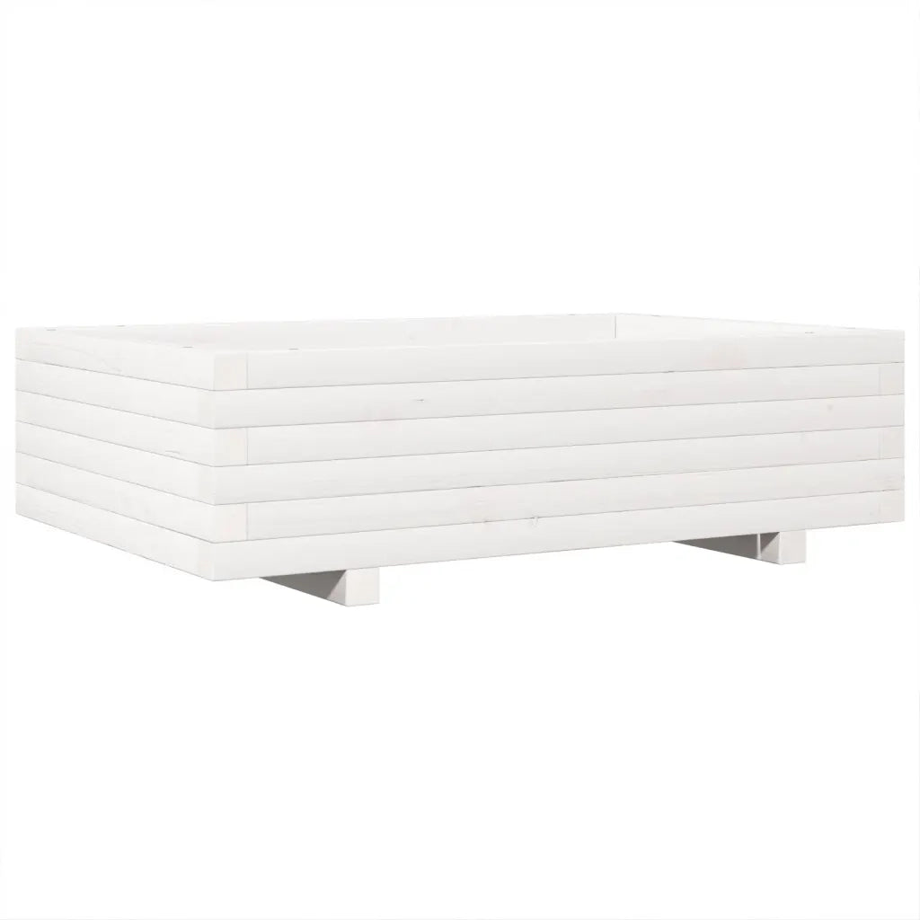 Fioriera | Cassetta per fiori | Vaso da Giardino Bianca 90x60x26,5cm Legno Massello di Pino